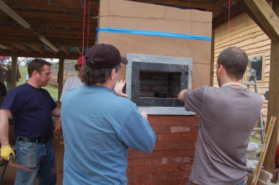 5 run masonry heater with rear white bake oven