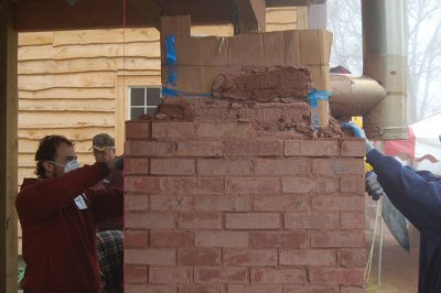 5 run masonry heater with rear white bake oven