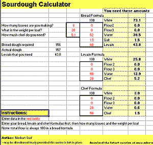 Sourdough calculator screen shot