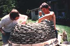 Laying up the adobes