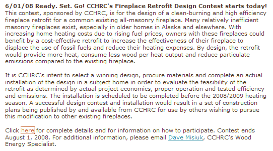 CCHRC Fireplace Retrofit Design Contest